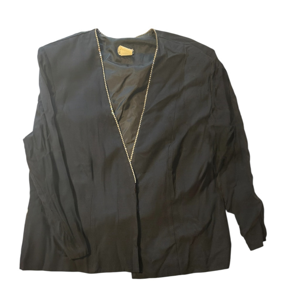 Gail Rhinestone Cardigan Blazer Fancy Shoulder Pleating